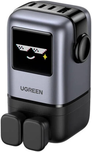[45648] UGREEN Uno 100W GaN Fast Charger, 4-Port USB-C & USB-A Charging Adapter, 3x USB-C + 1x USB-A, PD 3.0 Power Delivery, Smart LED Display, Universal Laptop & Smartphone Charger, Grey | 45648