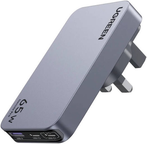 [25356] UGREEN Nexode Pro 65W GaN Fast Charger, USB-C 3-Port Wall Charger, PD Fast Charging with PPS 45W, GaNInfinity Technology, Super Fast Charging, Real-Time Protection, Ultra-Slim Design, Grey | 25356