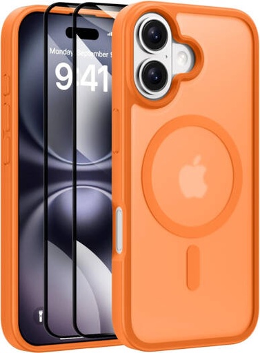 [MAGNETIC-17-CASE] X-Level Magnetic iPhone 17 Case 6.3 Inch with MagSafe, Slim Matte Frosted Translucent Shockproof Military-Grade Protective Cover, Orange | MAGNETIC-17-CASE