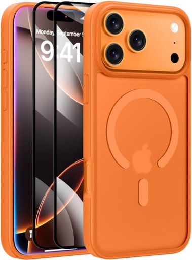 [MAGNETIC-17-PRO-MAX-CASE] X-Level Magnetic iPhone 17 Pro Max Case 6.9 Inch with MagSafe, Military-Grade Drop Protection Slim Frosted Translucent Shockproof Cover, Orange | MAGNETIC-17-PRO-MAX-CASE