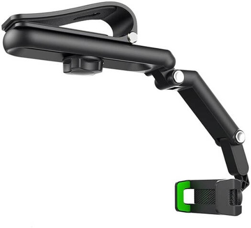 [Sun Visor Holder Mount] ELTERAZONE Sun Visor Car Phone Holder Mount, Universal Adjustable Arm Smartphone Clip Holder for Sun Visor, Rearview Mirror & Steering Wheel, Black/Green | Sun Visor Holder Mount