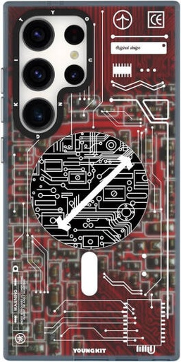 [TechCircuit] Youngkit Technology Circuit Magfit Designed For Samsung Galaxy S25 Ultra Case Cover 2024 Compatible With Magsafe, Hybrid Design, Military Shockproof, Soft Bumper, Red | TechCircuit