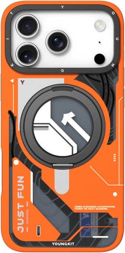 [JYCX002] YOUNGKIT STARSHIP Series Case for iPhone 17 Pro Max, 360° Rotating Magnetic Stand, MagSafe Compatible, Drop Protection, Anti-Scratch & Anti-Fingerprint, Orange | JYCX002
