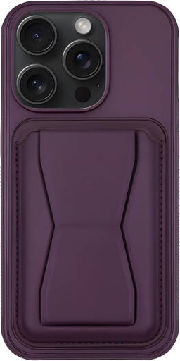 [NX-01001] Next Store Flexible Shockproof Leather Phone Case, For iPhone 16 Pro, Card Holder Stand, Soft TPU Transparent Protective Cover, Anti-Scratch Slim Design, Camera Protection, Burgundy | NX-01001
