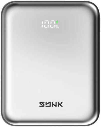 [SKICCBPB5kBK] Synk Ice Cube Power Bank, 5000mAh Capacity, Type-C Input & Output, PD 20W Fast Charging, LCD Digital Display, Compact & Slim Design, USB Output Support, Silver | SKICCBPB5kBK