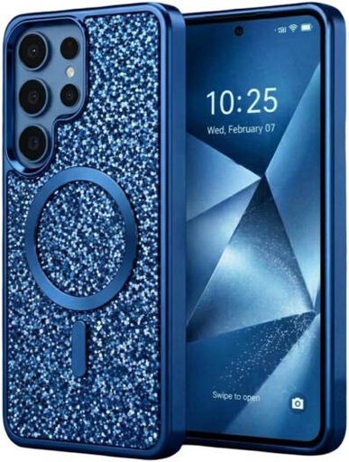 [SAMS26UL-MGSF-GA-BLU] CROWNYX Luxury Glitter Case for Samsung Galaxy S26 Ultra, Magnetic Sparkle Rhinestone Diamond Protective Cover, Slim Shockproof Bling Case with Camera Protection, Blue | SAMS26UL-MGSF-GA-BLU