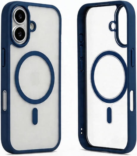 [IP17-MGSF-FC-BLU] CROWNYX Fusion Clear TPU Case for iPhone 17, MagSafe Compatible, Shockproof, Slim DEsign, Hard PC Back & Flexible TPU Bumper, Anti-Yellow, Blue | IP17-MGSF-FC-BLU