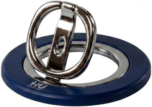 [HAC-1055-DBL] HU Magnetic Phone Holder Ring Stand for Smartphones, 360° Rotating Adjustable Kickstand Grip Mount for iPhone & Android Devices, Strong Adhesive Metal Phone Ring Holder, Dark Blue | HAC-1055-DBL