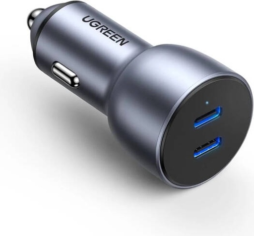 [CD213-70594] UGREEN 50W Dual Type-C Port PD Fast Car Charger, PD Fast Charging Adapter, Dual Type C Ports, Compact Car Charger for iPhone 16, Samsung Galaxy S25, iPad, Grey | CD213-70594