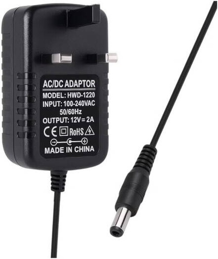 [Power Adapter UK Plug] Power Adapter UK Plug 12V 2A, 100-240V AC to 12V DC 24W Charger with 5.5 2.5mm Barrel Connector for CCTV Cameras, LED Strips, Routers & Monitors, 1m Cable Adapter, Black | Power Adapter UK Plug