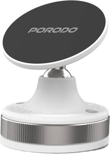 [PDHSM27WH] Porodo Vacuseal Smart Suction Magnetic Phone Mount, Strong N52 Magnetic Car Phone Holder, White | PDHSM27WH