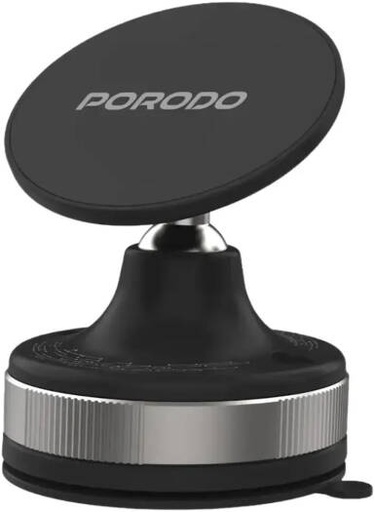 [PDHSM27BK] Porodo Vacuseal Smart Suction Magnetic Phone Mount, Strong N52 Magnetic Car Phone Holder, Black | PDHSM27BK