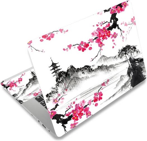 [alayra-laptop-skin-sticker-decal-12-13-133-14-15-154-156-inch-laptop-art-decal-protector-notebook-netbook-pc-156-universal-vinyl-cover-mountain-sakura-ink-painting-01] ALAYRA Laptop Skin Sticker Decal, 12 13 13.3 14 15 15.4 15.6 inch Laptop Art Decal Protector Notebook Netbook PC 15.6" Universal Vinyl Cover, Mountain Sakura Ink Painting 01
