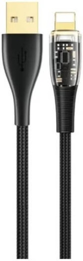 [MGUL1.2] Mobigear Nylon Braided Cable, USB-A to Lightning, 1.2m Length, Transparent Black | MGUL1.2