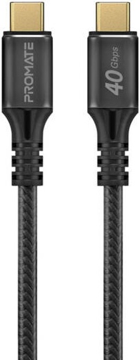 [PowerBolt240-2m] Promate PowerBolt240 240W Super Speed Fast Charging USB-C Cable, Supports Data Transfer Speeds Up to 40Gbps & 8K@60Hz Video, 10000+ Bend Lifespan, 2 Meters, Black | PowerBolt240-2m