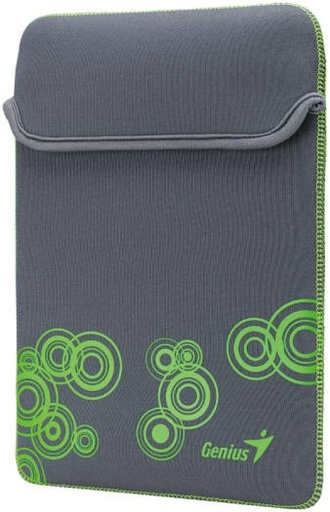 [39700018103] Genius GS-1001 Tablet Sleeve, Neoprene / Polycarbonate Material, Solid Pattern, Fits Up To 10 Inch Tablet PC and e-Book, Gray / Green, Sleeve Only | 39700018103