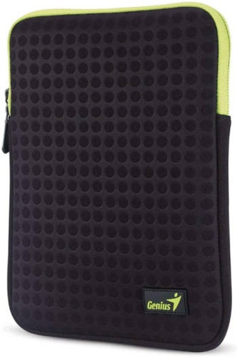 [39700008102] Genius GS-1021 Tablet Sleeve, Neoprene / Polycarbonate Material, Solid Pattern, Fits Up To 10 Inch Tablet PC and e-Book, Black - Green, Sleeve Only | 39700008102