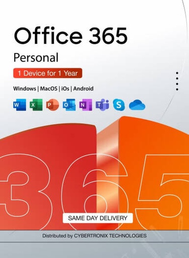 [COX-MSO365P1Y1D] Microsoft Office 365 Personal, 1 Year Subscription for 1 Device, Digital License | COX-MSO365P1Y1D