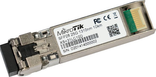[XS+31LC10D] Mikrotik XS+31LC10D Transmitter Module, Dual LC UPC Connector, 1G / 10G / 25G Data Rate, 10km Distance, SFP / SFP+ / SFP28 Format, 1310nm Wavelength, Silver | XS+31LC10D