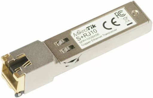 [S+RJ10] MikroTik S+RJ10 Network Transmitter Module, Up to 30m / 10Gbps Distance, RJ45 Connector, DDM Monitoring, 2.4W Max Power Consumption, Gold | S+RJ10