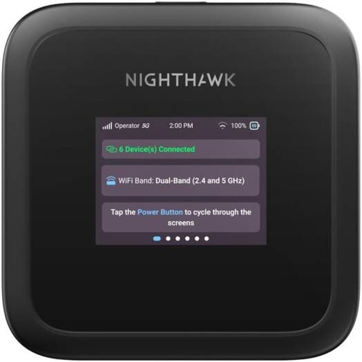 [MH3150-100EUS] Netgear Nighthawk M3, 5G Mobile Router, Up to 2.5 Gbp/s Speed, 5GHz 2900 Mbps & 2.4GHz 700 Mbps, 2.4" Color LCD Panel, Removable 5185mAh Li-ion Battery, Black | MH3150-100EUS