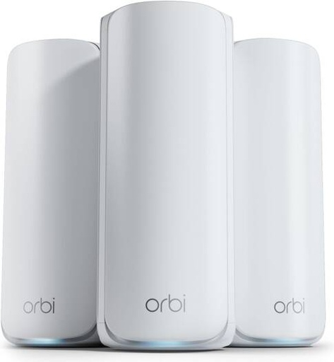 [RBE773-100EUS] Netgear Orbi 770 Series Tri-Band WiFi 7 Mesh, Up to 8,000 sq. ft. WiFi Coverage, 5,760 + 4,320 + 688Mbps Speed, Tri-Band (2.4GHz, 5GHz, 6GHz), 3-Pack, White | RBE773-100EUS